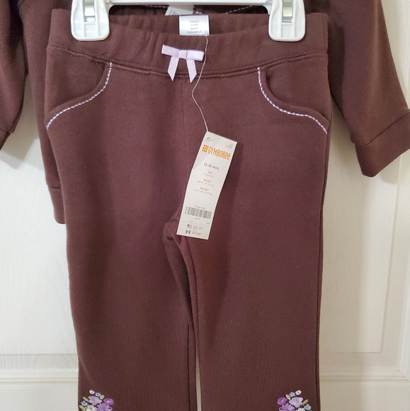 NWT Gymboree Two Piece Brown Hoodie & Sweatpants w/ Embroidery Baby 12-18 Months - Picture 6 of 6